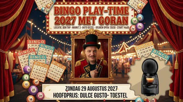 BINGO PLAY-TIME: ZONDAG 29 AUGUSTUS 2027