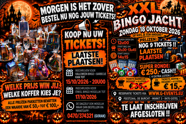 ZONDAG 18 OKTOBER 2026: ONLY - XXL BINGO
