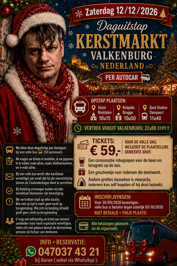Kerstmarkt Valkenburg Nederland 12/12/2026 (nog 38 plaatsen)