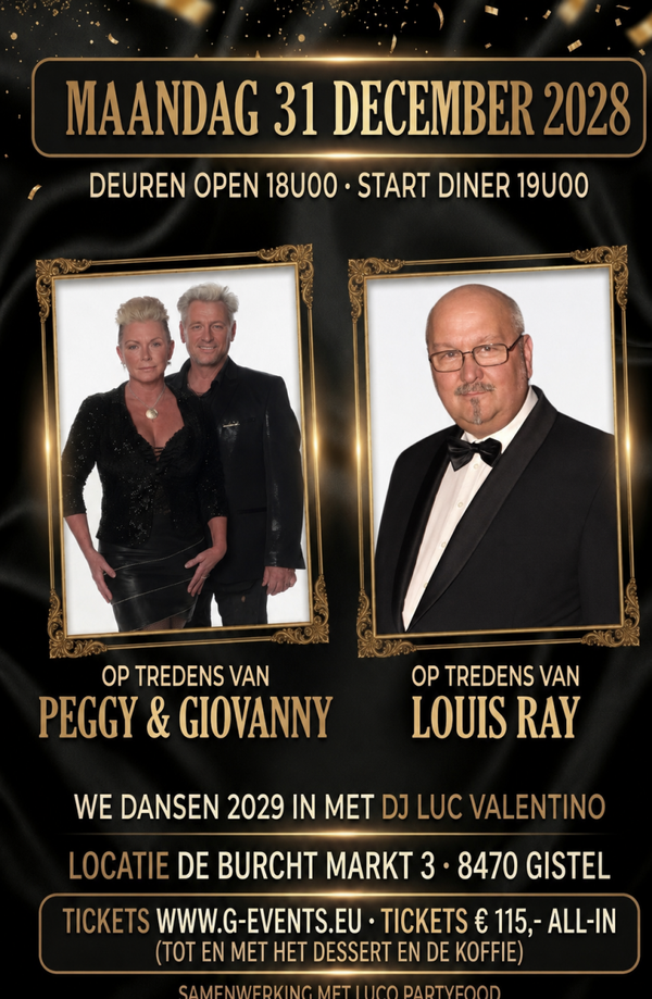 31/12/2028 Oudejaarsavond 2028 Gistel  - ALL IN: € 115,- / VOORGERECHT DUO VAN KROKKETEN.