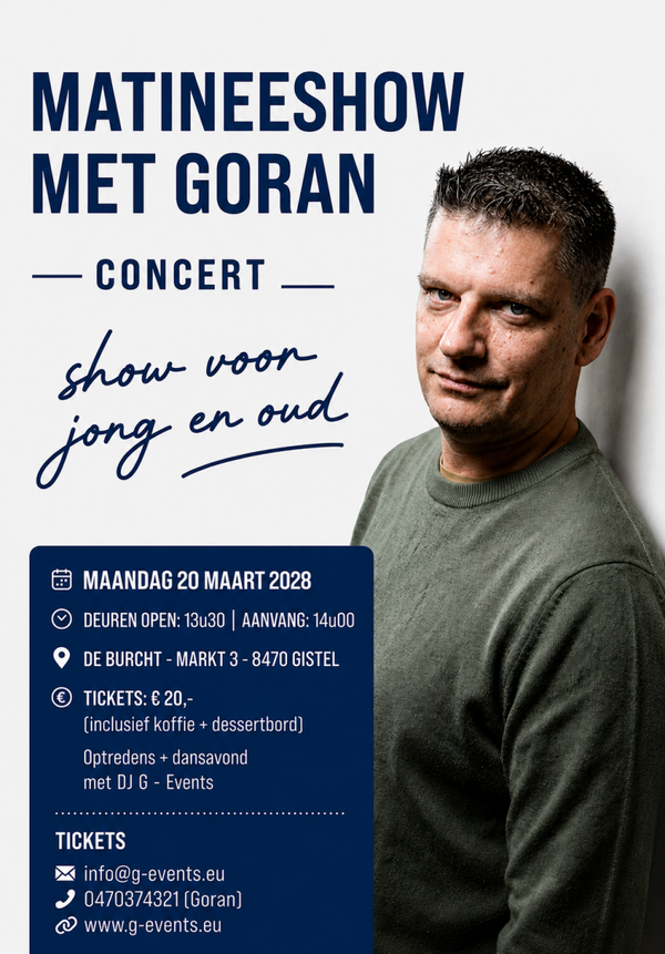MATINEESHOW - MAANDAG 20 MAART 2028