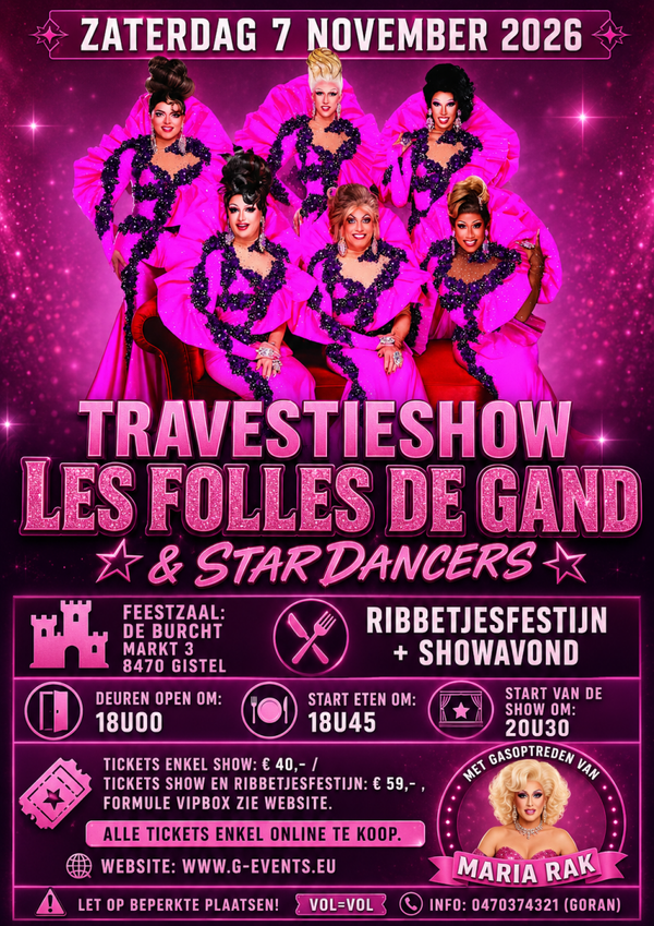 Les Folles de Gand 2026 - 07/11/2026 (menu+show) (Kopie)