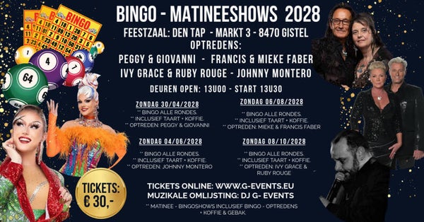 BINGO - MATINEESHOW - JOHNNY MONTERO - 4 JUNI 2028