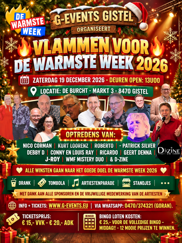 " SHOWDAG TVV WARMSTE WEEK “- ZATERDAG 19 DECEMBER 2026