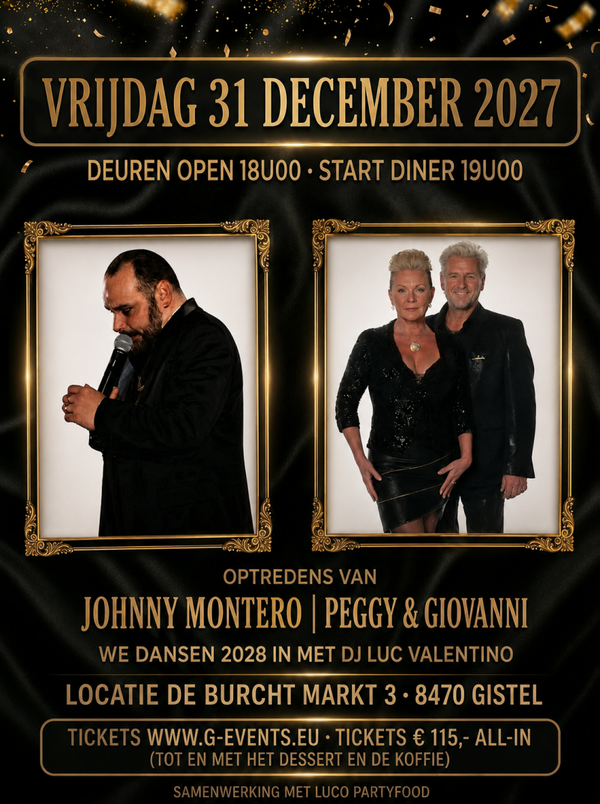 VRIJDAG 31 DECEMBER 2027: OUDEJAARSAVOND DINERSHOW - VEGETARISCH MENU