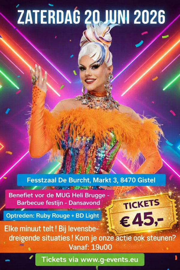 STEUNACTIE MUG HELI BRUGGE  - ZATERDAG 20 JUNI 2026 - ENKEL DANSAVOND