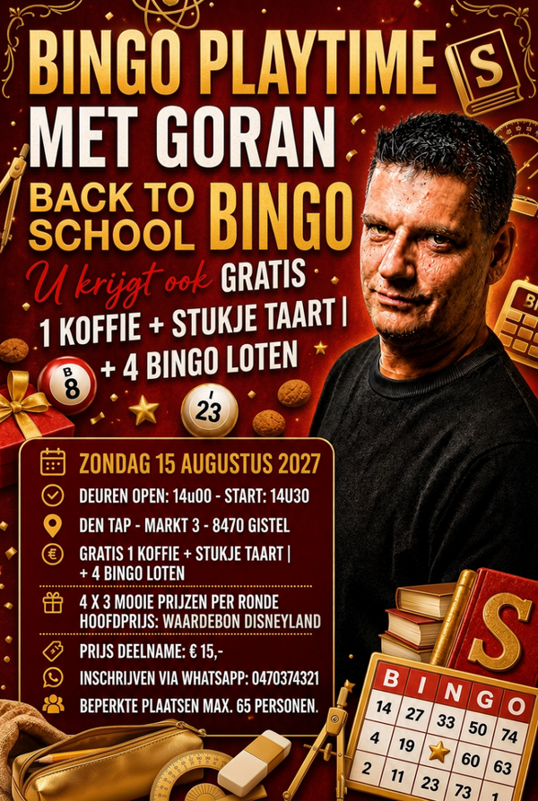 FAMILY - BINGO PLAY-TIME: ZONDAG 15 AUGUSTUS 2027