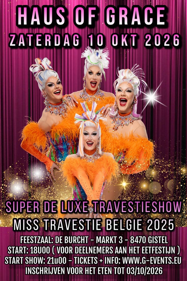TRAVESTIESHOW Haus of Grace 10/10/2026 ( MET FRIET + STOOFVLEES) VIPBOX 8 PERSONEN