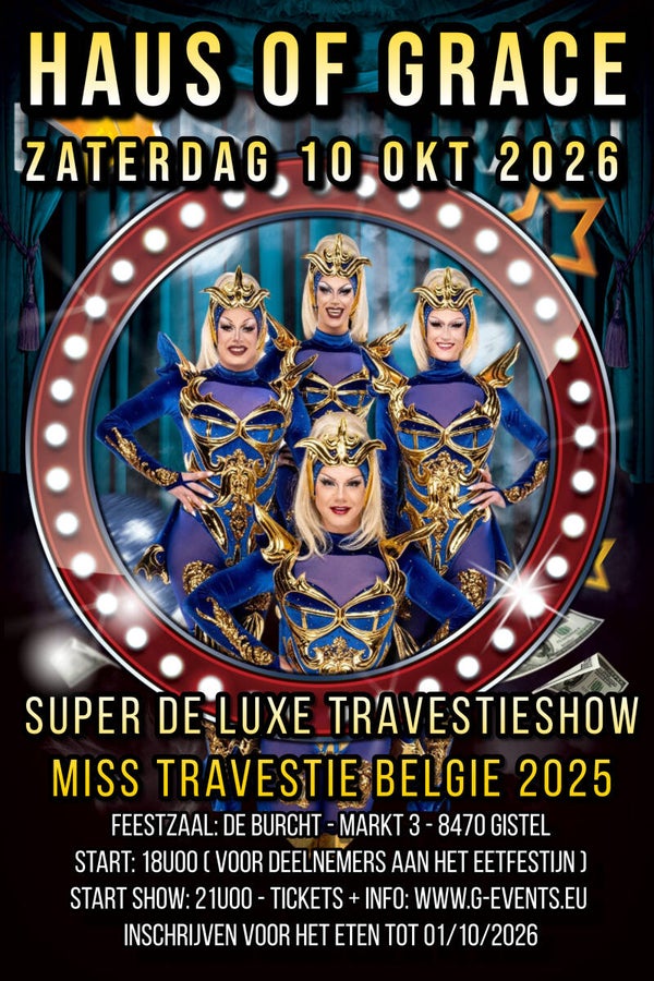 TRAVESTIESHOW HAUS OF GRACE 10 OKTOBER 2026 ( enkel show ).