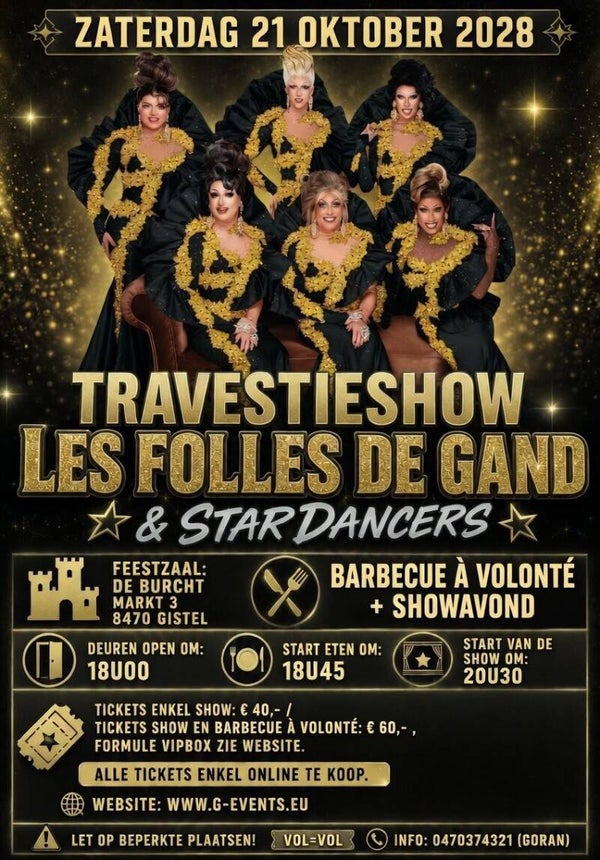 ZATERDAG 21 OKTOBER 2028 - LES FOLLES DE GAND 30 JARIG BESTAAN