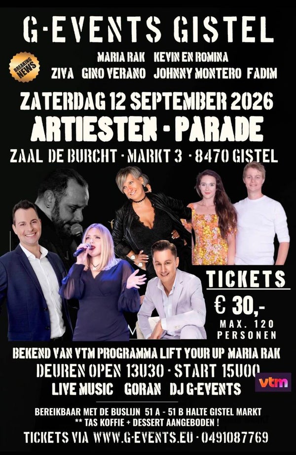 Artiestenparade: 12/9/2026 - OPTREDENS TICKET