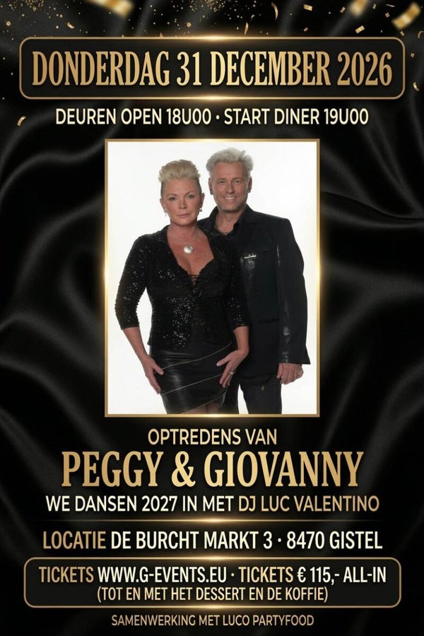 31/12/2026: Oudejaarsavond 2026 Gistel  - ALL IN: € 115,- (VEGETARISCH).