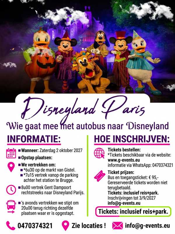 Daguitstap Disneyland Paris - Zaterdag 2 oktober 2027
