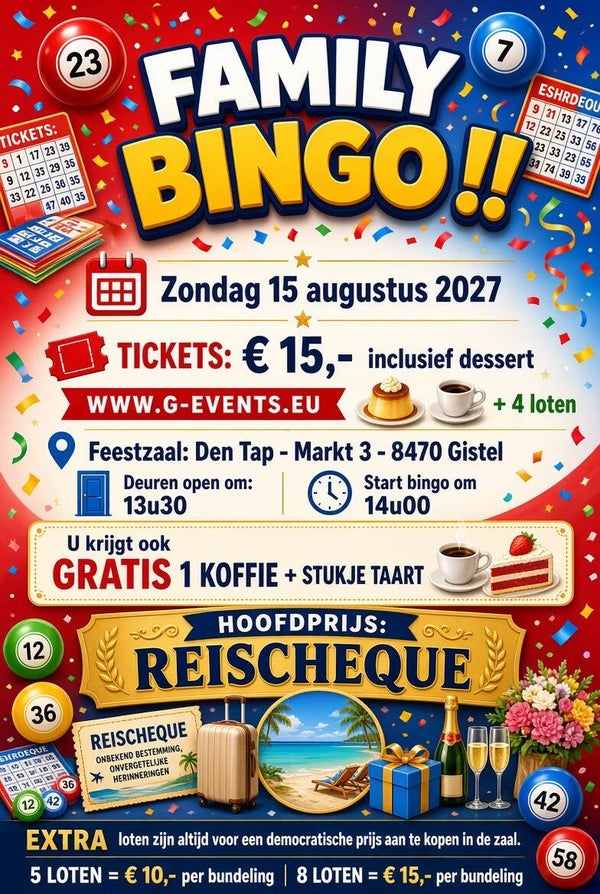 BINGO PLAY-TIME: ZONDAG 15 AUGUSTUS 2027