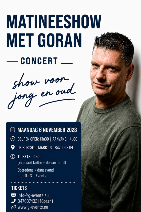 MATINEESHOW - MAANDAG 6 NOVEMBER  2028