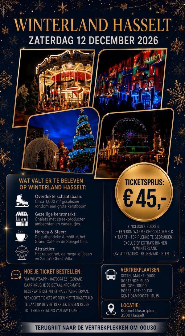 ❄️ 🎄WINTERLAND 🎄 ❄️HASSELT ZATERDAG - 12/12/2026