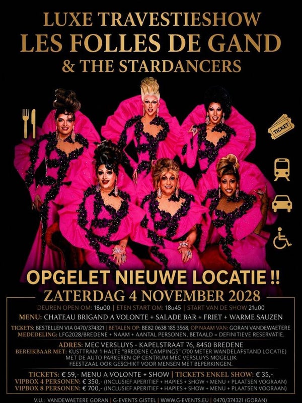 ZATERDAG 4 NOVEMBER 2028 - LES FOLLES DE GAND 30 JARIG BESTAAN