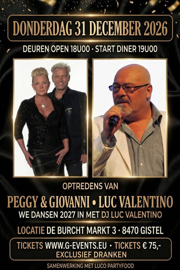 31/12/2026: Oudejaarsavond 2026 Gistel  - TICKETS: € 75,- GARNAALKROKETTEN