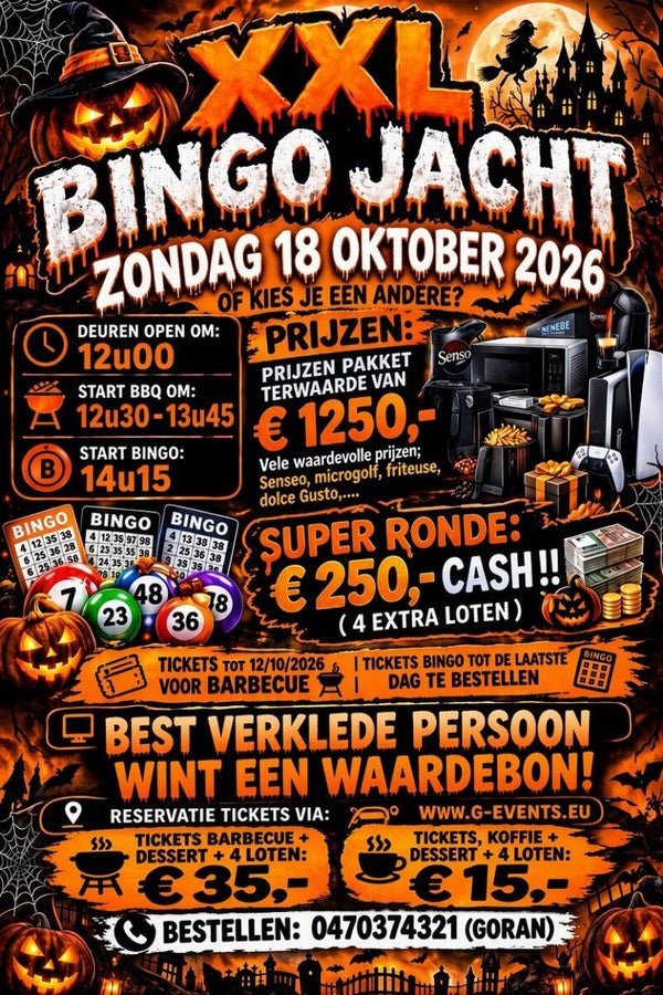 ZONDAG 18 OKTOBER 2026: ONLY - XXL BINGO