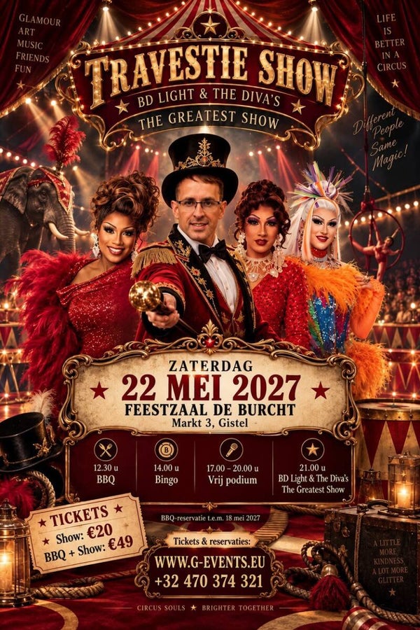 ZATERDAG 22 MEI 2027 - LENTESHOW G-EVENTS GISTEL + BBQ