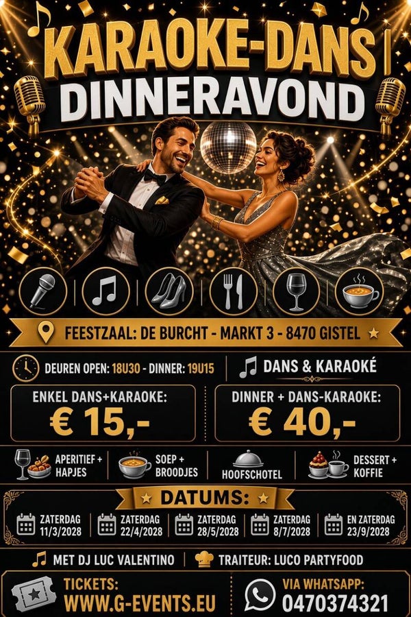 KARAOKE - DANSAVOND: ZATERDAG 11  MAART 2028 (Kopie)