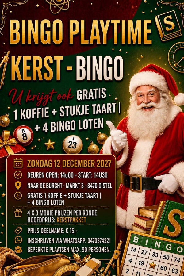 ZONDAG 12/12/2027: TICKET KERSTBINGO