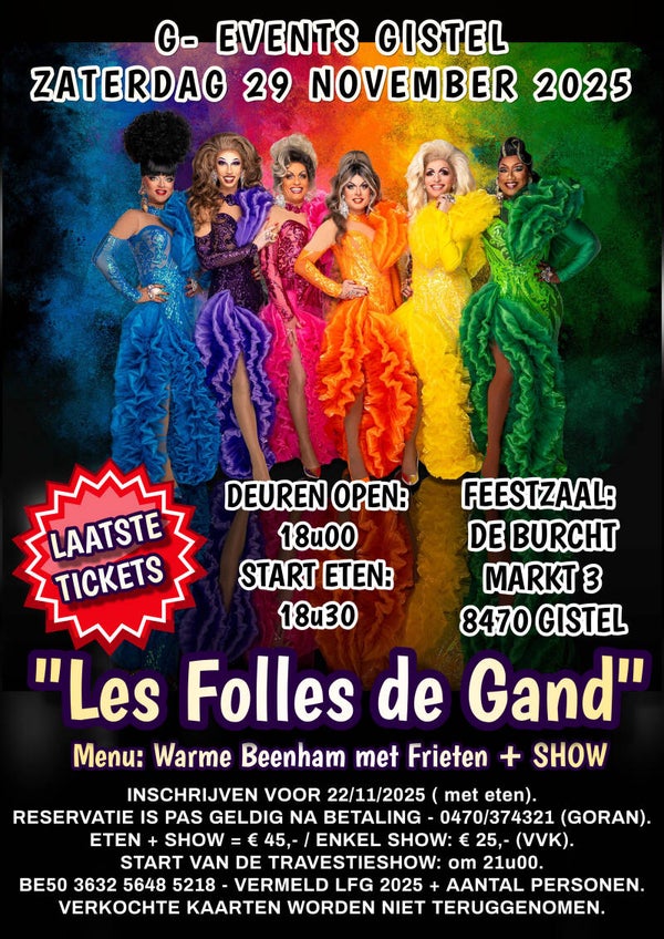 29/11/2025: BEENHAM + TRAVESTIESHOW LES FOLLES DE GAND