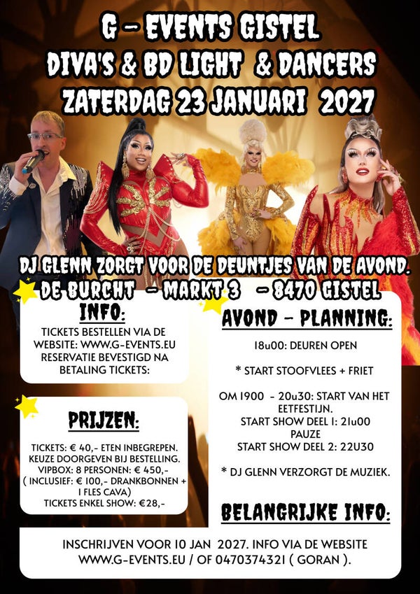 ZATERDAG 23/01/2027:  QUEENS ON TOUR  - VIPBOX 8 PERSONEN