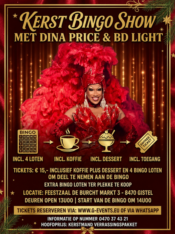 ZONDAG 12/12/2027: TICKET KERSTBINGO - SHOW