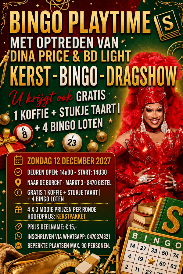 ZONDAG 12/12/2027: TICKET KERSTBINGO - SHOW