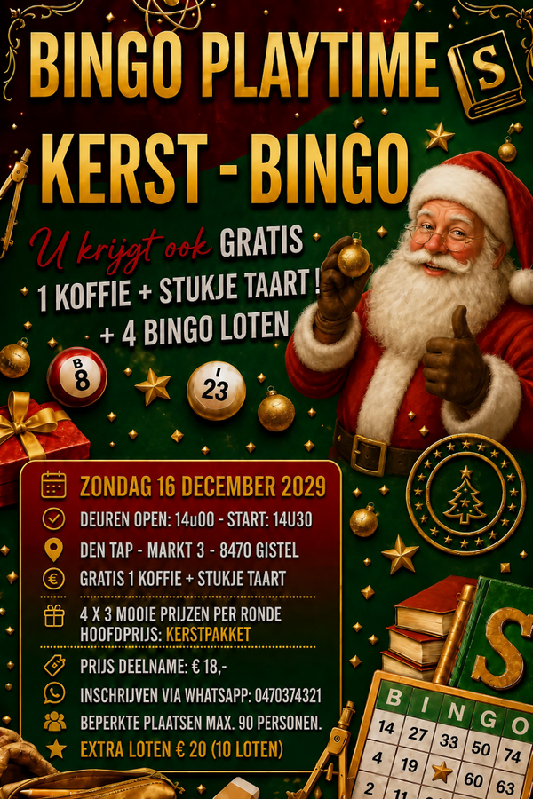 KERST BINGO PLAYTME MET GORAN - ZONDAG 16 DECEMBER 2029