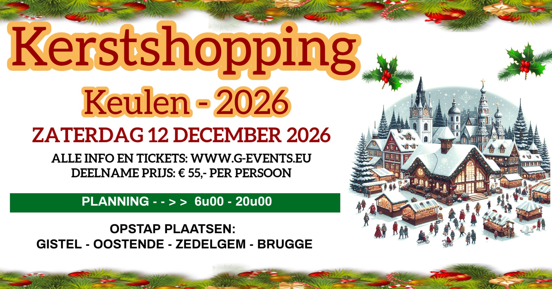 Met de bus naar Kerstshopping Keulen Duitsland - Zaterdag 12/12/2026