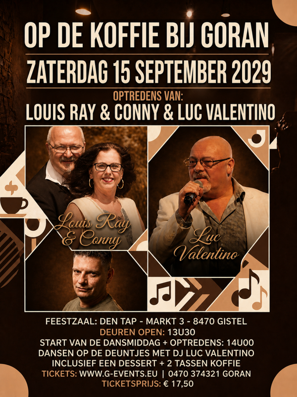 OP DE KOFFIE BIJ GORAN - ZATERDAG 15 SEPTEMBER 2029