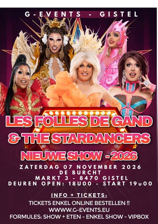Les Folles de Gand 2026 - ZATERDAG 07/11/2026 TICKET - RIBBETJES + SHOW