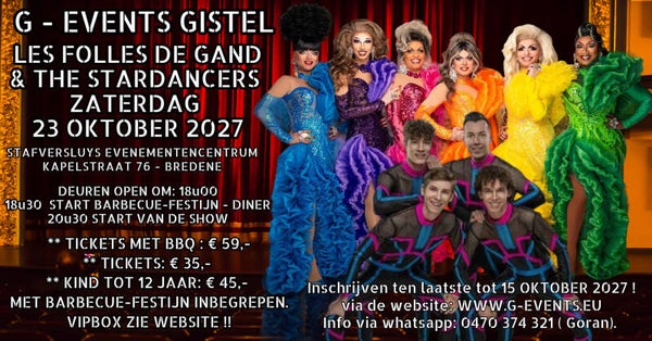 ZATERDAG 23 OKTOBER 2027: LES FOLLES DE GAND & THE STARDANCERS -- >>  VIPBOX 6 PERS