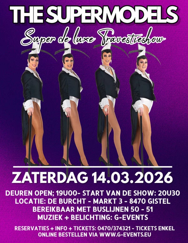THE SUPERMODELS - ZATERDAG 14/3/2026 VIPBOX -- >> 8 PERSONEN