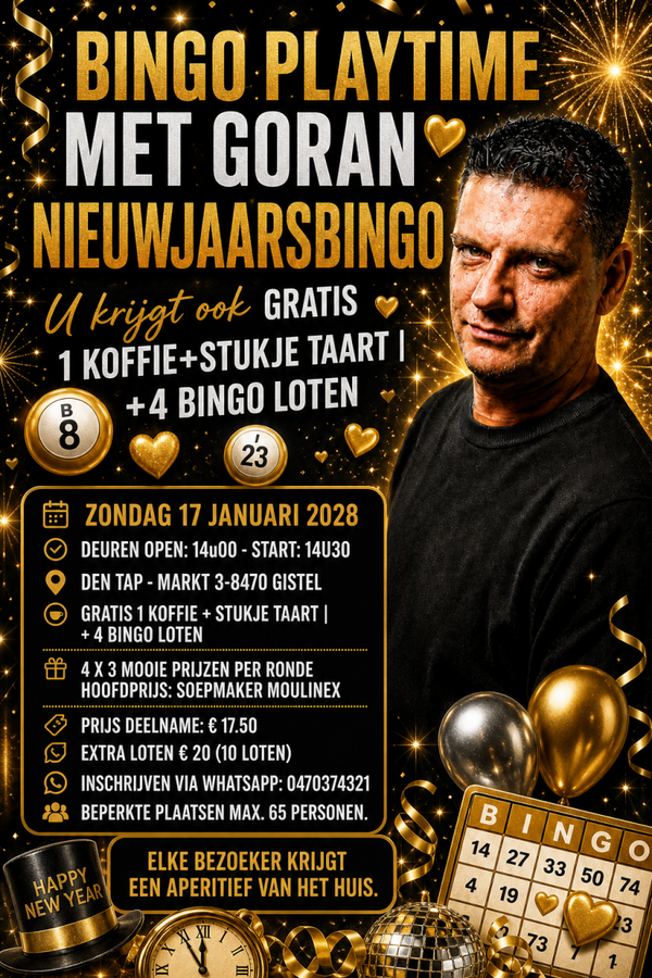 BINGO PLAYTIME : ZONDAG 16 - JANUARI 2028