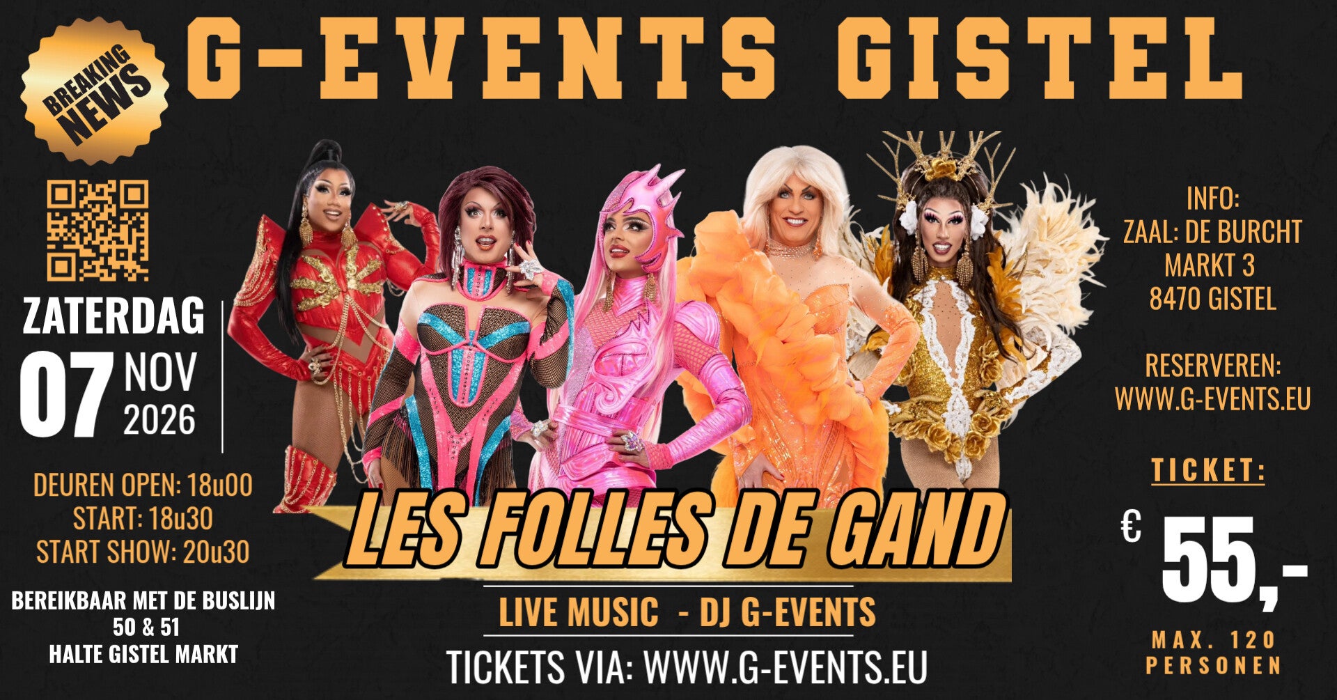 Les Folles de Gand 2026 - 07/11/2026 TICKET - RIBBETJES + SHOW