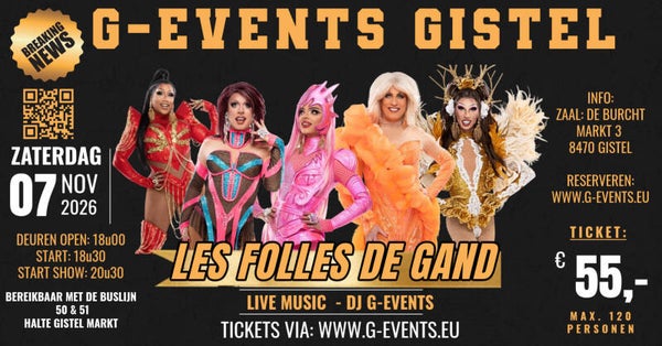 Les Folles de Gand 2026 - 07/11/2026 TICKET - RIBBETJES + SHOW