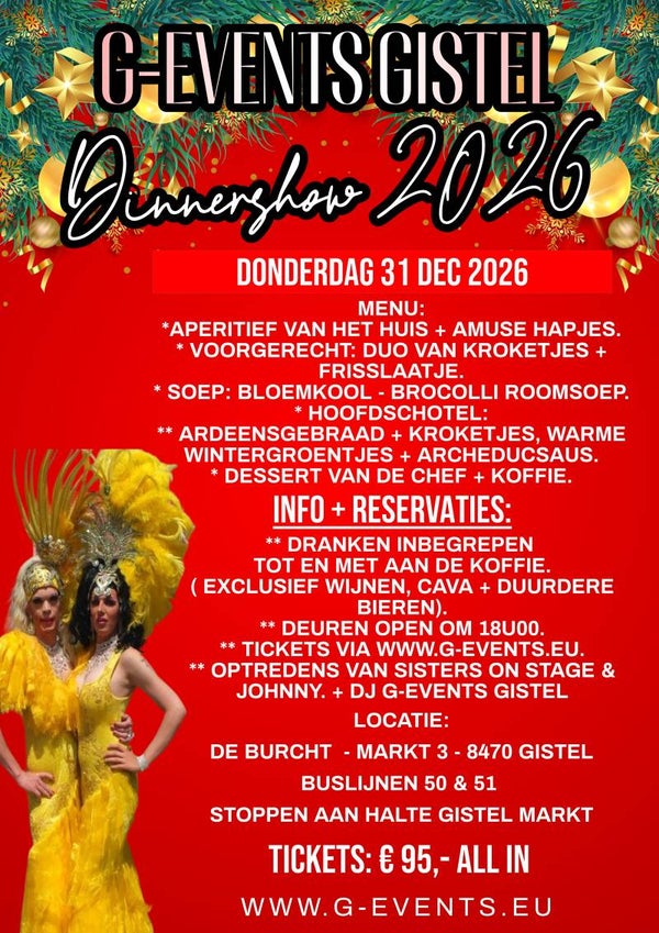 31/12/2026: Oudejaarsavond 2026 Gistel  - VIPBOX 4 PERSONEN