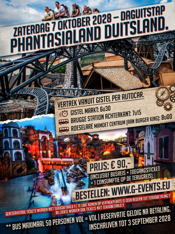 ZATERDAG 7 OKTOBER 2028 - DAGUITSTAP PHANTASIALAND DUITSLAND