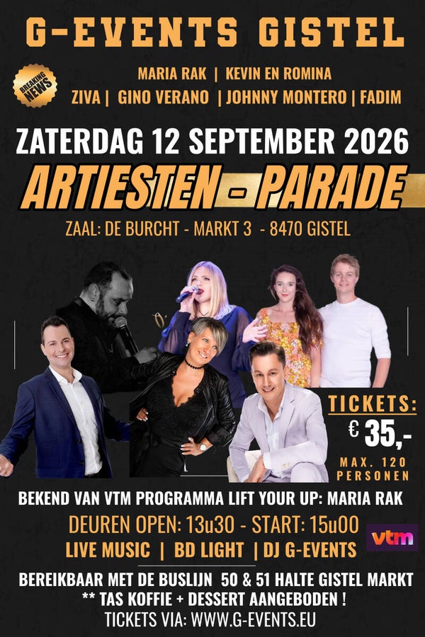 Artiestenparade: 12/9/2026 - OPTREDENS TICKET