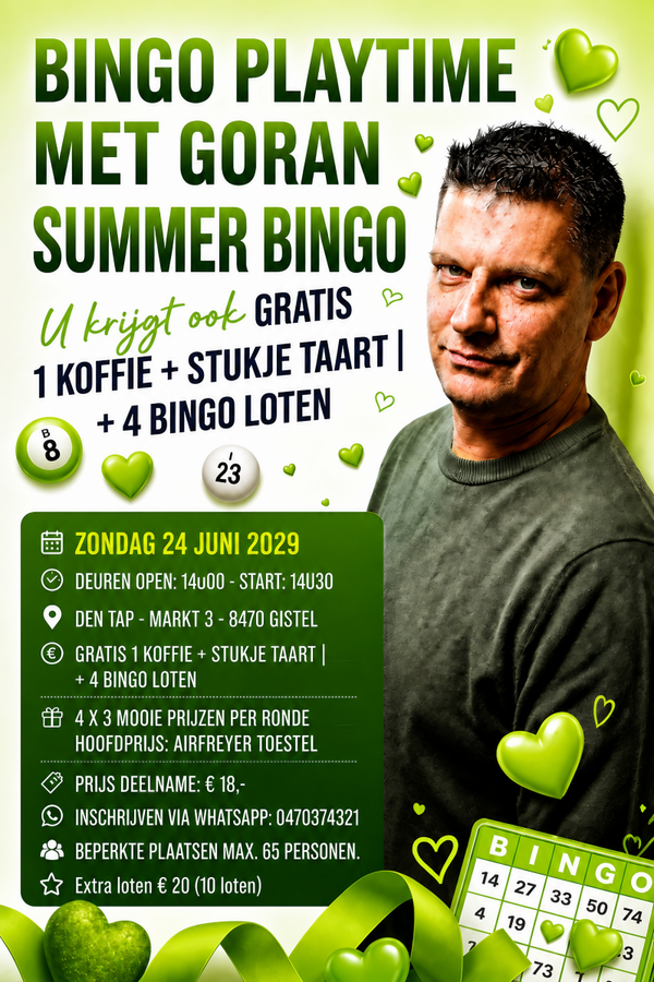 SUMMER BINGO PLAYTIME MET GORAN - 24 JUNI 2029