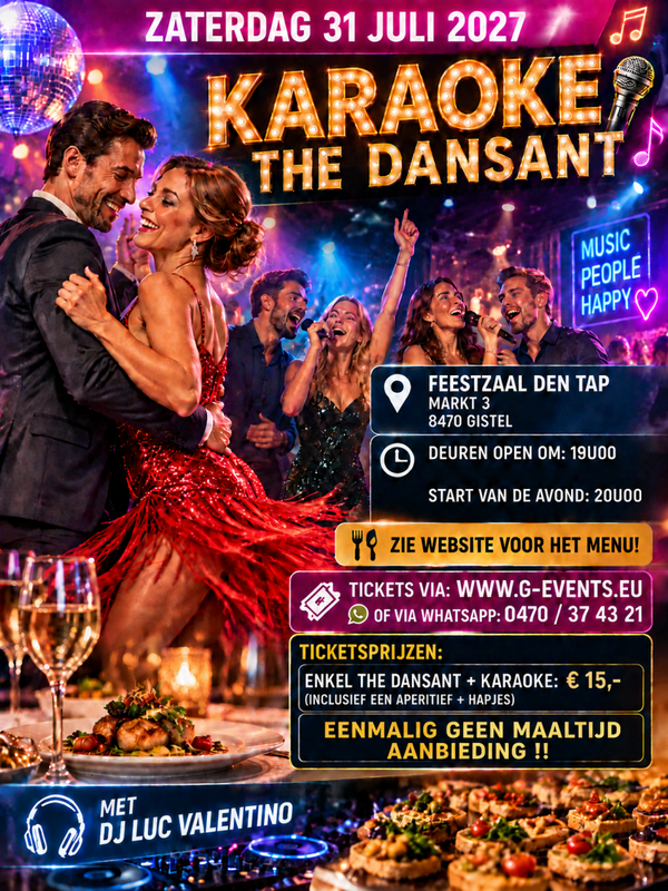 ZATERDAG 31 JULI 2027 - THE DANSANT KARAOKE + DANSAVOND