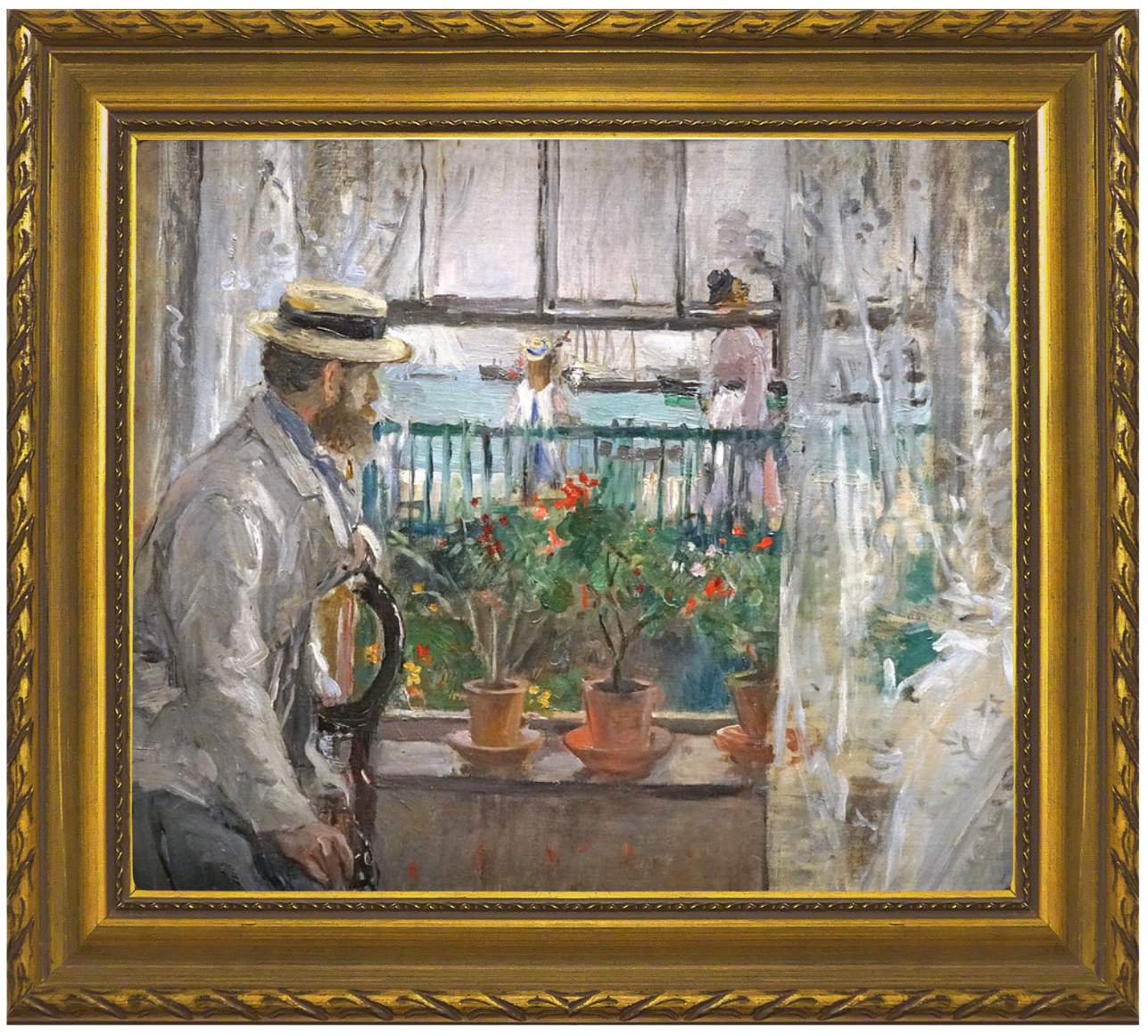 schilderij Eugène Manet à l'île de Wight, Berthe Morisot. Vindoré geeft in Gelderland kunstlezingen en bijeenkomsten om te verbinden door middel van kunst. Wat voel jij bij kunst. Samen een kunstreis maken, kunsttips uitwisselen en genieten van verhalen.