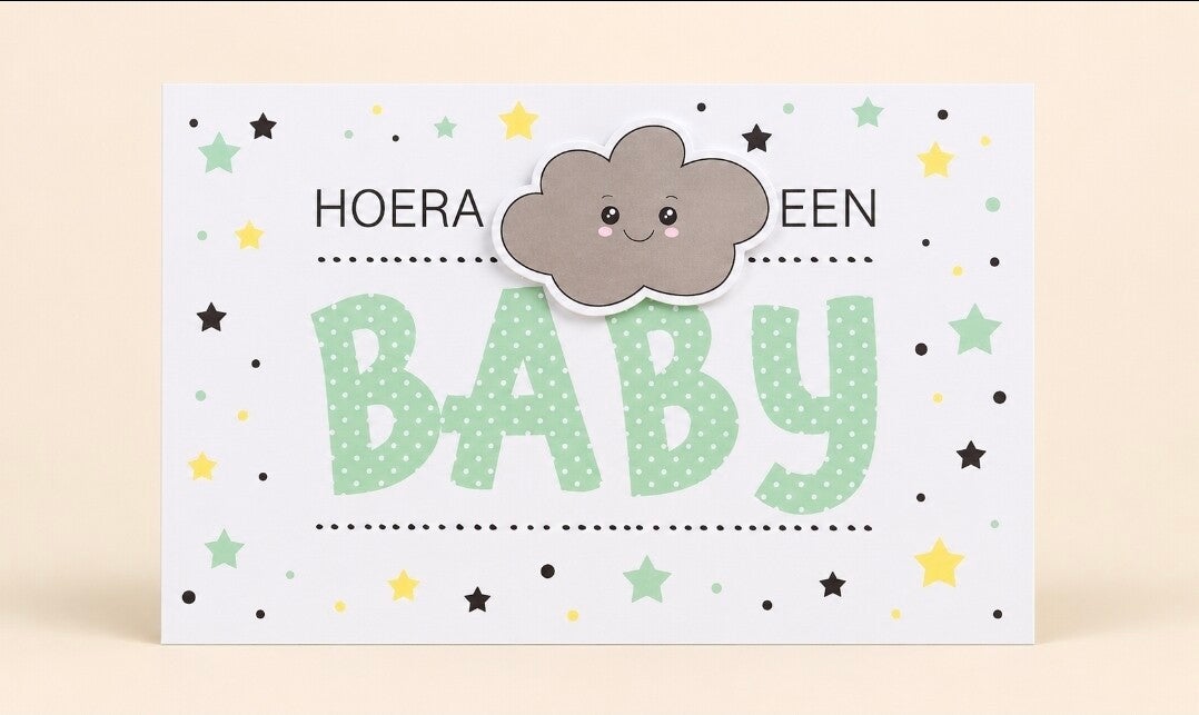 Kaart: "Hoera een baby"