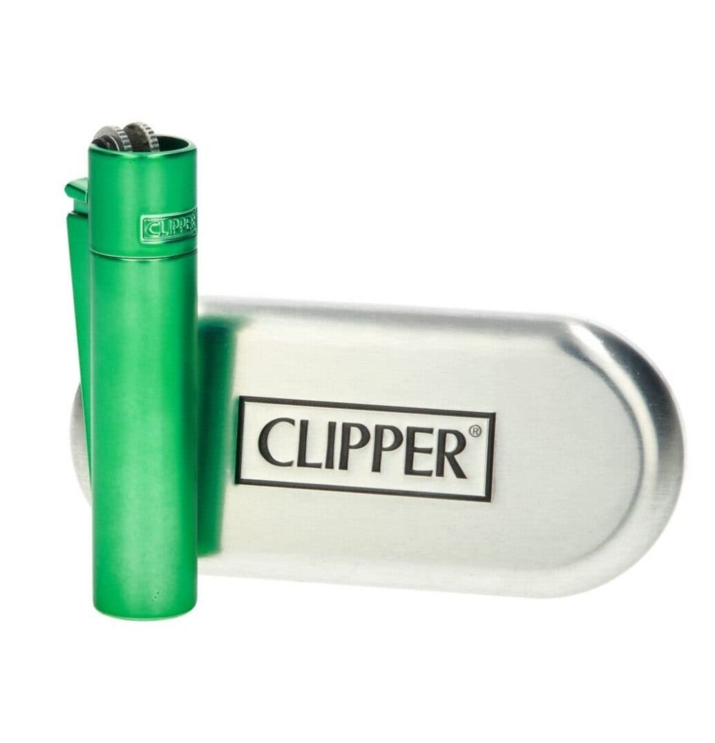 Clipper aansteker metal green