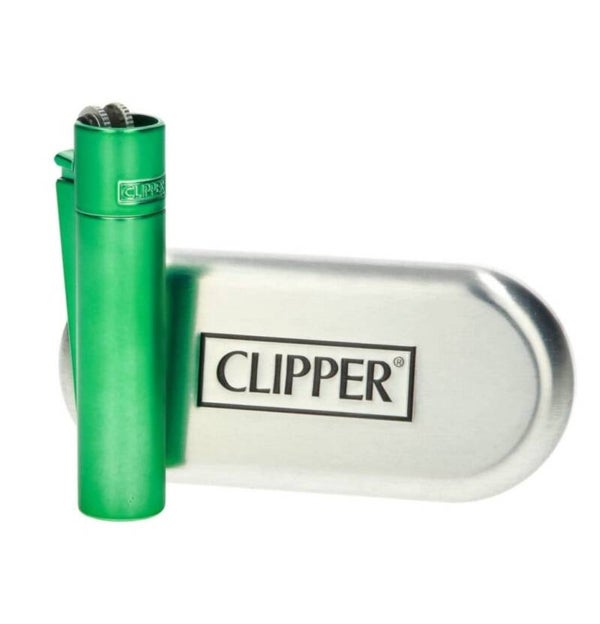 Clipper aansteker metal green