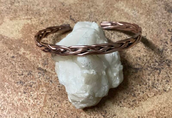 Indian vlecht, 3 draads koperen armband (vlecht collectie)