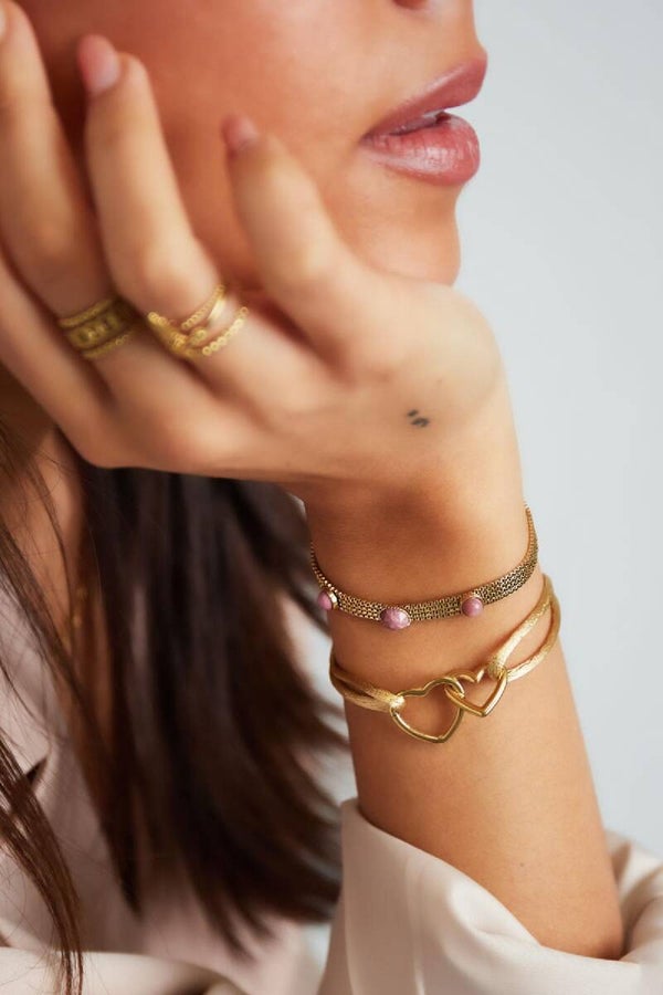 Armband van stof - hartjes